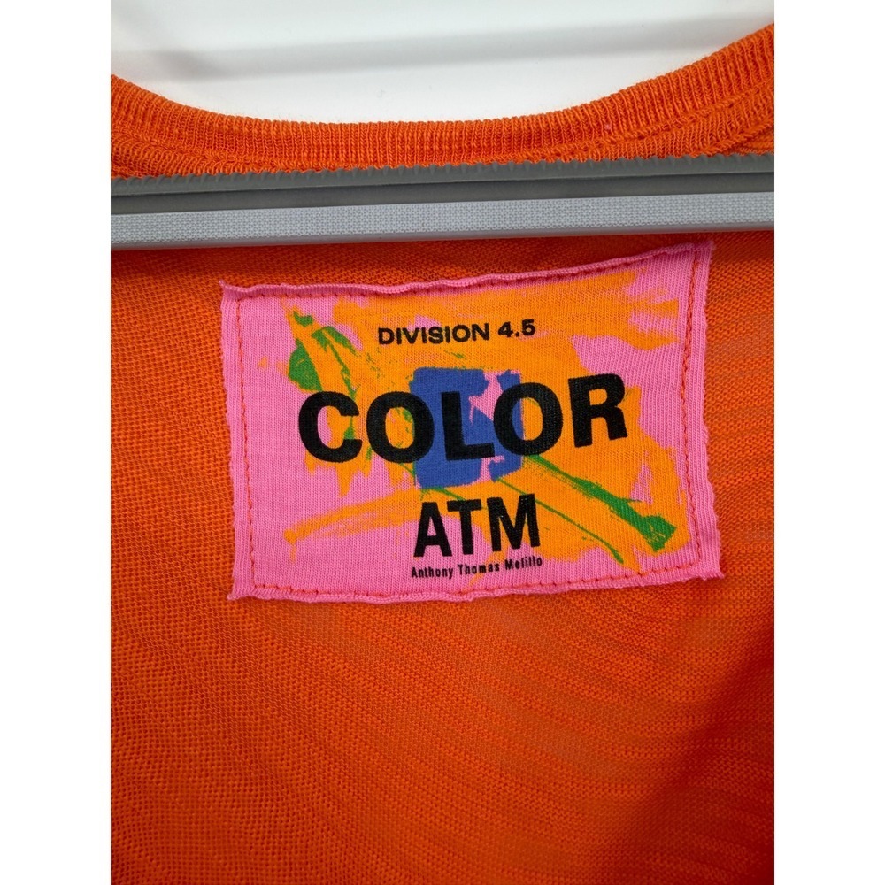 ATM Anthony Thomas Melillo Orange Slub Jersey V-Neck T-Shirt XS oversized - Picture 5 of 10